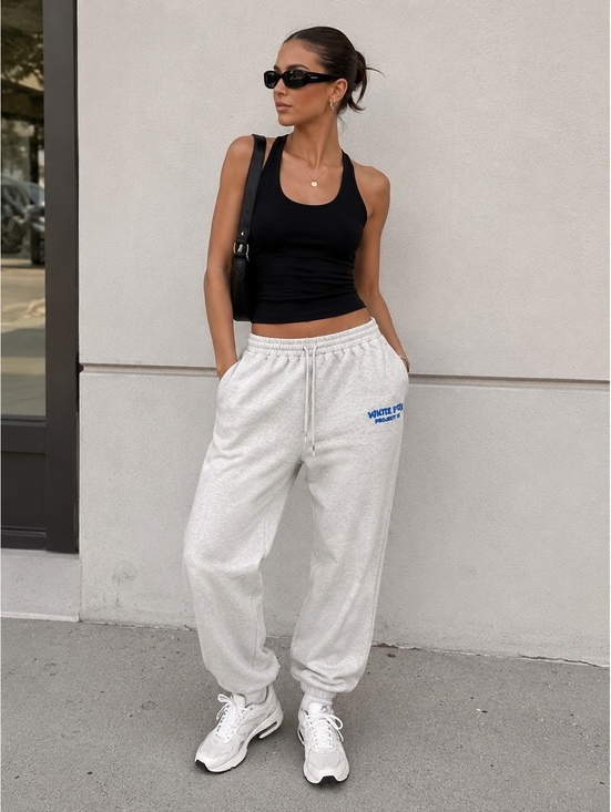 White Fox Boutique Pants - White Fox Project 5 Fleece Jogger Sweatpants Gray Women’s Size M Cozy Lounge